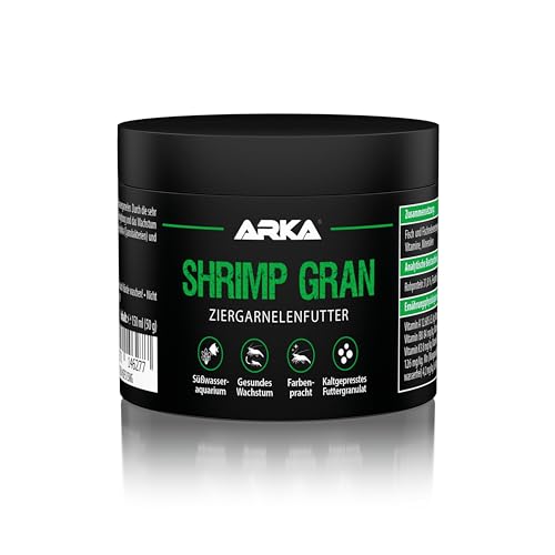 ARKA Shrimp Gran - 150 ml / 50 g - Premium Garnelenfutter als Alleinfutter, kaltgepresst, fördert Wachstum und Farbenpracht von Garnelen in Süßwasseraquarien. von ARKA