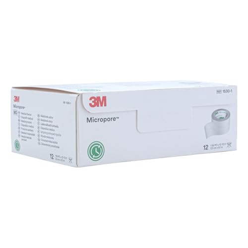 Micropore 1530-1 Pflasterverbände, 2,5 cm x 9,1 m, Weiß (12-er pack) von 3M Micropore