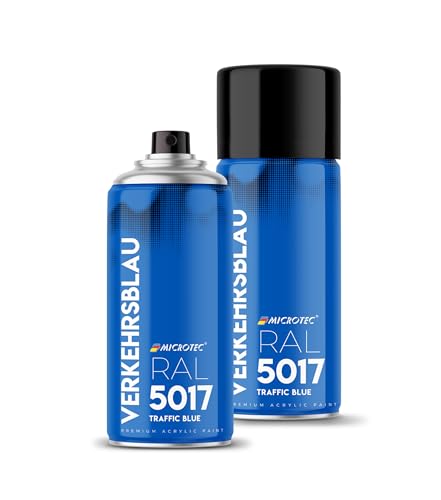 MICROTEC® Sprühlack | 400ml | hochwertiges Acryllackspray | matt oder glänzend | Sprühfarben für Metall, Holz, Kunststoff u.v.m. | große Farbauswahl (Blau matt - RAL 5017) von MICROTEC
