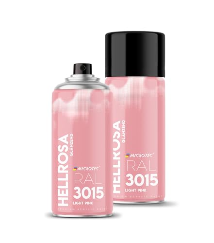 Microtec® Sprühlack | 400ml | hochwertiges Acryllackspray | matt oder glänzend | Sprühfarben für Metall, Holz, Kunststoff u.v.m. | große Farbauswahl (Hellrosa glänzend - RAL 3015) von MICROTEC