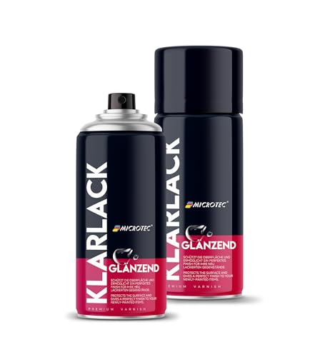 MICROTEC® Sprühlack | 400ml | hochwertiges Acryllackspray | matt oder glänzend | Sprühfarben für Metall, Holz, Kunststoff u.v.m. | große Farbauswahl (Klarlack glänzend - Premium Schutzlack) von MICROTEC