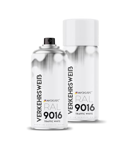 MICROTEC® Sprühlack | 400ml | hochwertiges Acryllackspray | matt oder glänzend | Sprühfarben für Metall, Holz, Kunststoff u.v.m. | große Farbauswahl (Verkehrsweiß matt - RAL 9016) von MICROTEC