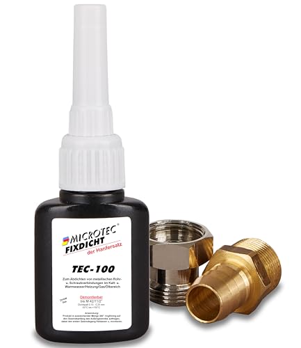 Microtec® Fixdicht Dichtmittel TEC-100 | 10g | Gewindedichtung und Schraubensicherung | Der Hanfersatz aus der Flasche | einfaches, schnelles und sicheres Gewindedichtmittel | DVGW von MICROTEC