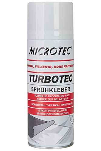 Microtec® Sprühkleber | 400ml | extra starker Sprühkleber | für Dachhimmel, Schaumstoff, Filz u.v.m. | wasserfest | mit 6-fach verstellbarer Sprühkopfkombination von MICROTEC
