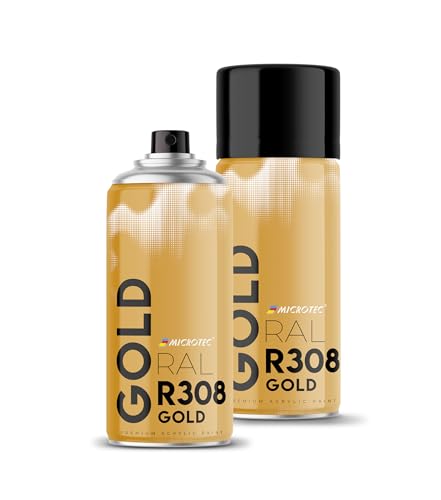 MICROTEC® Sprühlack | 400ml | hochwertiges Acryllackspray | matt oder glänzend | Sprühfarben für Metall, Holz, Kunststoff u.v.m. | große Farbauswahl (Gold (Messing) - R308) von MICROTEC