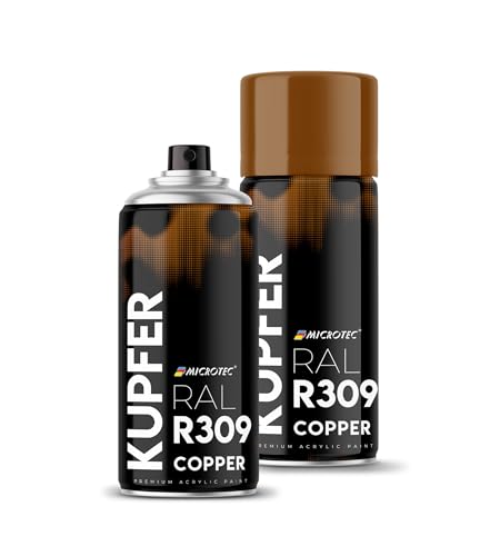 MICROTEC® Sprühlack | 400ml | hochwertiges Acryllackspray | matt oder glänzend | Sprühfarben für Metall, Holz, Kunststoff u.v.m. | große Farbauswahl (Kupfer - R309) von MICROTEC
