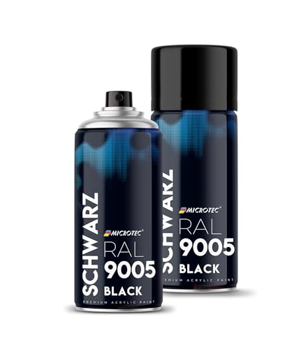 MICROTEC® Sprühlack | 400ml | hochwertiges Acryllackspray | matt oder glänzend | Sprühfarben für Metall, Holz, Kunststoff u.v.m. | große Farbauswahl (Schwarz matt - RAL 9005) von MICROTEC