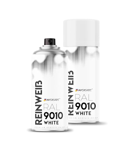 MICROTEC® Sprühlack | 400ml | hochwertiges Acryllackspray | matt oder glänzend | Sprühfarben für Metall, Holz, Kunststoff u.v.m. | große Farbauswahl (Weiß matt - RAL 9010) von MICROTEC