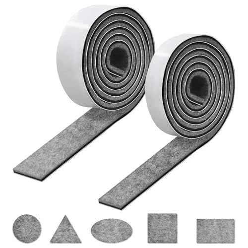 Filzgleiter Selbstklebend, 2 Rollen Filz selbstklebend(150cm*3cm+150cm*2cm), Selbstklebende Filzgleiter für Stuhlbein, Schaukelstuh, Bodenschutz.(Grau) von MICTER