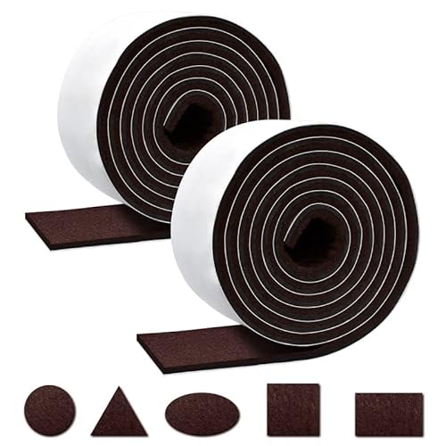 Filzgleiter Selbstklebend, 2 Rollen Filz selbstklebend(150cm*5cm+150cm*5cm), Selbstklebende Filzgleiter für Stuhlbein, Schaukelstuh, Bodenschutz.(Braun) von MICTER