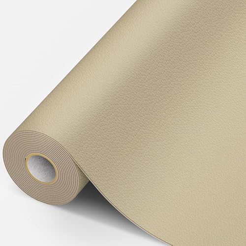 Leder Patch Selbstklebend, 15 x 200cm Kunstleder Selbstklebend, Leder Reparatur Kit für Möbel, Sofa, Autositze, Taschen, Leder Reparatur und Renovierung(Beige gelb) von MICTER