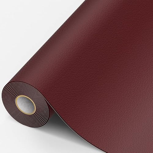 MICTER Leder Patch Selbstklebend, 15 x 200cm Kunstleder Selbstklebend, Leder Reparatur Kit für Möbel, Sofa, Autositze, Taschen, Leder Reparatur und Renovierung (Weinrot) von MICTER
