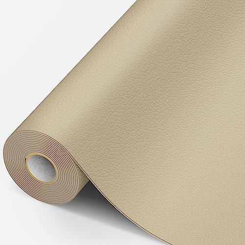 MICTER Leder Patch Selbstklebend, 15 x 300cm Kunstleder Selbstklebend, Leder Reparatur Kit für Möbel, Sofa, Autositze, Taschen, Leder Reparatur und Renovierung (Beige gelb) von MICTER