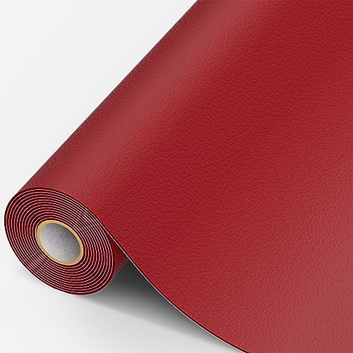 Leder Patch Selbstklebend, 15 x 300cm Kunstleder Selbstklebend, Leder Reparatur Kit für Möbel, Sofa, Autositze, Taschen, Leder Reparatur und Renovierung(Rot) von MICTER