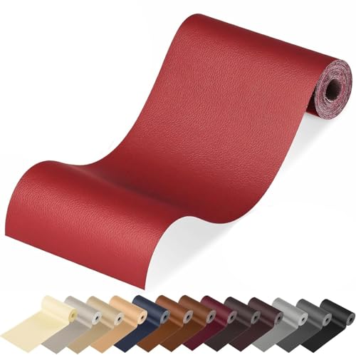 MICTER Leder Patch Selbstklebend, 15 x 300cm Kunstleder Selbstklebend, Leder Reparatur Kit für Möbel, Sofa, Autositze, Taschen, Leder Reparatur und Renovierung (Rot) von MICTER