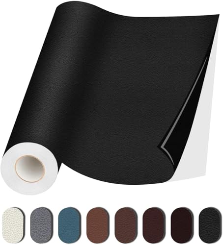 MICTER Leder Patch Selbstklebend, 15 x 300cm Kunstleder, Reparatur Kit für Möbel, Sofa, Autositze, Taschen, Renovierung (Schwarz) von MICTER