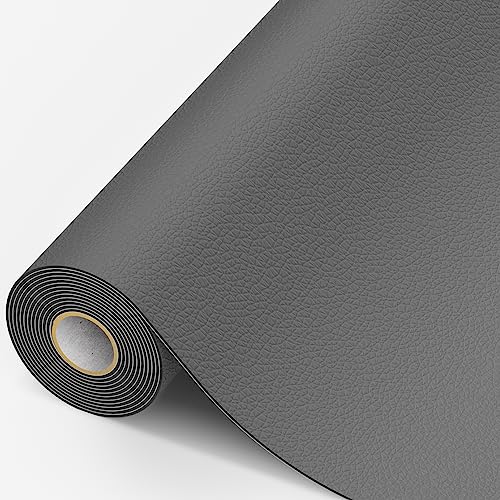 MICTER Leder Patch Selbstklebend, 40 x 200cm Kunstleder, Reparatur Kit für Möbel, Sofa, Autositze, Taschen, Renovierung (Dunkelgrau) von MICTER