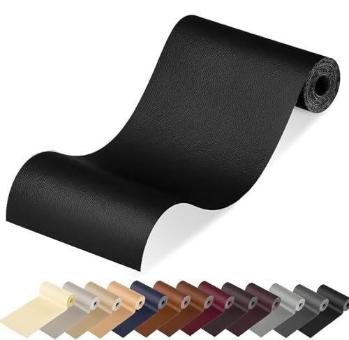 MICTER Leder Patch Selbstklebend, 40 x 200cm Kunstleder Selbstklebend, Leder Reparatur Kit für Möbel, Sofa, Autositze, Taschen, Leder Reparatur und Renovierung (Schwarz) von MICTER