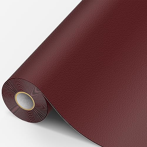 MICTER Leder Patch Selbstklebend, 40 x 200cm Kunstleder Selbstklebend, Leder Reparatur Kit für Möbel, Sofa, Autositze, Taschen, Leder Reparatur und Renovierung (Weinrot) von MICTER