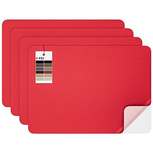 MICTER Leder Patch Selbstklebend, 4 Stück Selbstklebendes Kunstleder 20x28cm, Leder Selbstklebend für Möbel, Sofa, Autositze, Taschen, Leder Reparatur und Renovierung (Rot) von MICTER