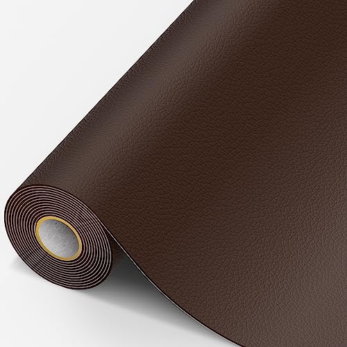 MICTER Leder Patch Selbstklebend, 40 x 200cm Kunstleder Selbstklebend, Leder Reparatur Kit für Möbel, Sofa, Autositze, Taschen, Leder Reparatur und Renovierung (Dunkelbraun) von MICTER