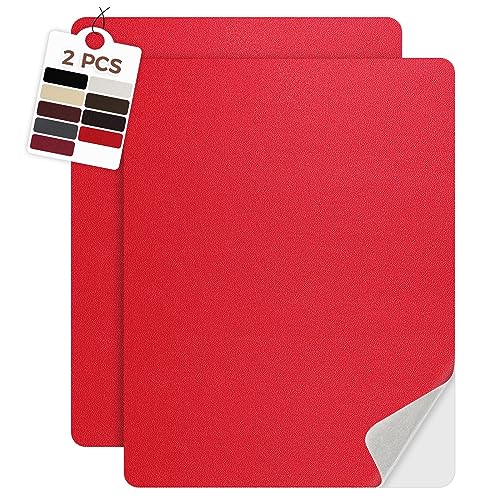 MICTER Leder Selbstklebend, 2 Stück Selbstklebendes Kunstleder 20x28cm, Leder Reparatur Set für Möbel, Sofa, Autositze, Taschen, Leder Reparatur und Renovierung （Rot） von MICTER