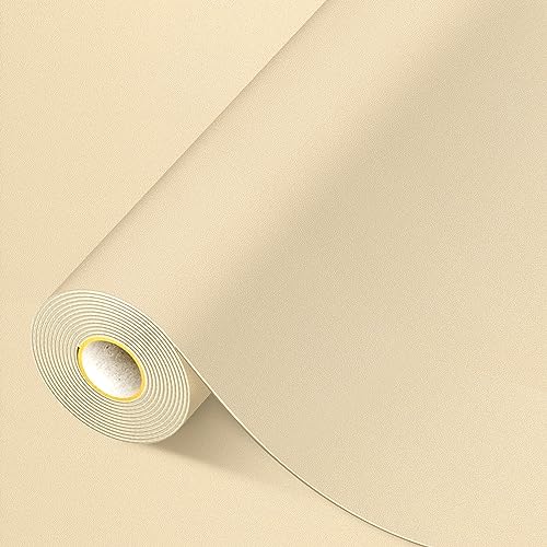 MICTER Leder Selbstklebend 30 X 200 cm, PU Kunstleder Glatt Selbstklebend, Leder Reparatur Set für Möbel, Sofa, Autositze, Taschen, Leder Reparatur und Renovierung （Beige Gelb） von MICTER