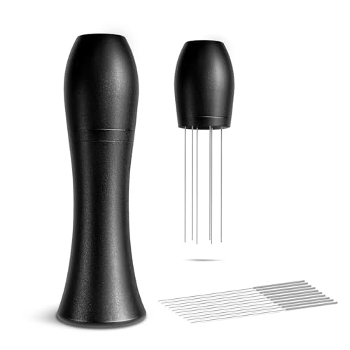 MICXNIC Wdt Tool Espresso, Espresso Nadel mit Ständer, Coffee Distributor mit 13x0.4mm Edelstahlnadel, Löst Kaffeeklumpen & Kanaleffekte, Schwarz von MICXNIC