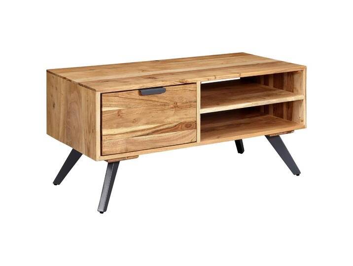 Couchtisch Holz massiv inkl. offenes Fach + Schublade von MID.YOU
