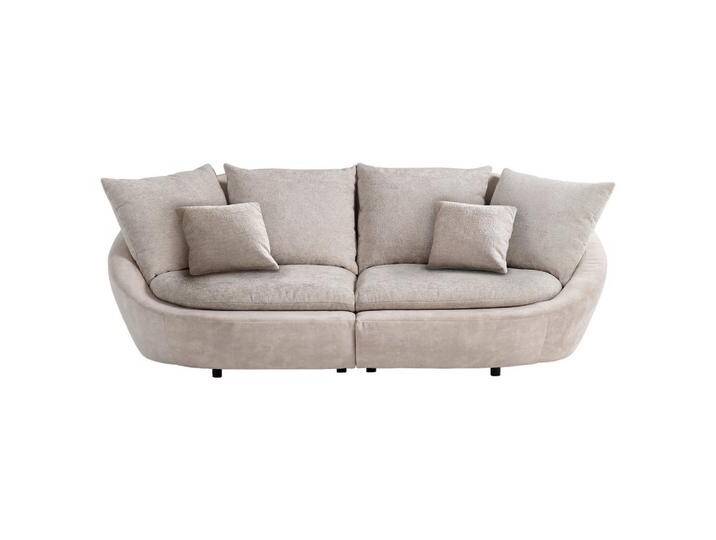 MID.YOU BIGSOFA MAUI, Silber, Beige, 4-Sitzer, Füllung: Vlies, Polyetherschaumkern, Silikon, Schaumstoffflocken,Polyurethan (PUR), Silikon, von MID.YOU