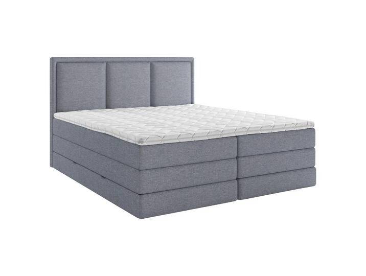 MID.YOU BOXSPRINGBETT, Blau, H2 + H3, 7-Zonen, Höhe ca. 18 cm, 180x200 cm, gepolstertes Kopfteil, Stoffauswahl, Topper durchgehend, Wendematratze mit von MID.YOU