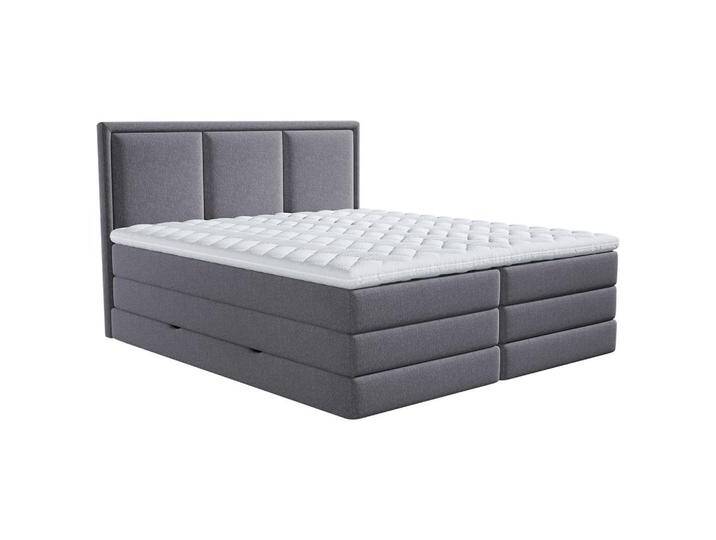 MID.YOU BOXSPRINGBETT, Dunkelgrau, H2 + H3, 7-Zonen, Höhe ca. 18 cm, 180x220 cm, gepolstertes Kopfteil, Stoffauswahl, Topper durchgehend, in von MID.YOU