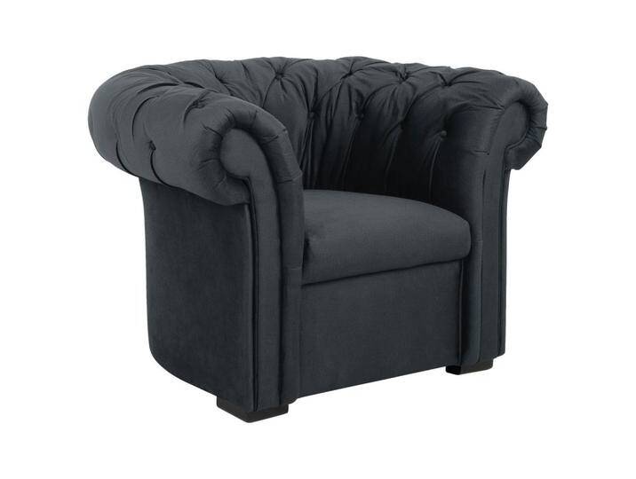 MID.YOU CHESTERFIELD-SESSEL, Anthrazit, Buche, vollmassiv, 114x78x91 cm, Made in EU, Wohnzimmer, Sessel, Polstersessel von MID.YOU