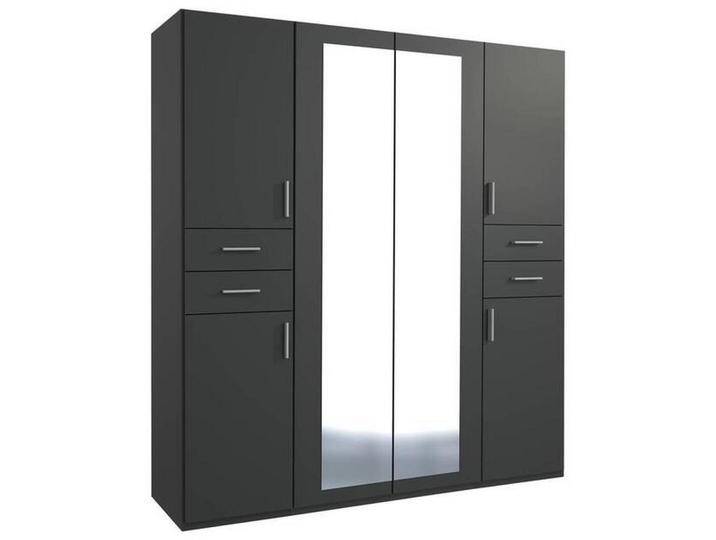 MID.YOU DREHTÜRENSCHRANK Wimex VEGAS, Graphit, 5 Fächer, 4 Schubladen, 180x208x58 cm, BQ - Bündnis für Qualität, Made in Germany, DIN EN ISO 9001, in von MID.YOU