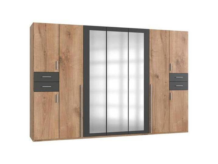 MID.YOU DREHTÜRENSCHRANK Wimex VEGAS, Graphit, Eiche, 7 Fächer, 4 Schubladen, 313x208x58 cm, BQ - Bündnis für Qualität, Made in Germany, DIN EN ISO von MID.YOU