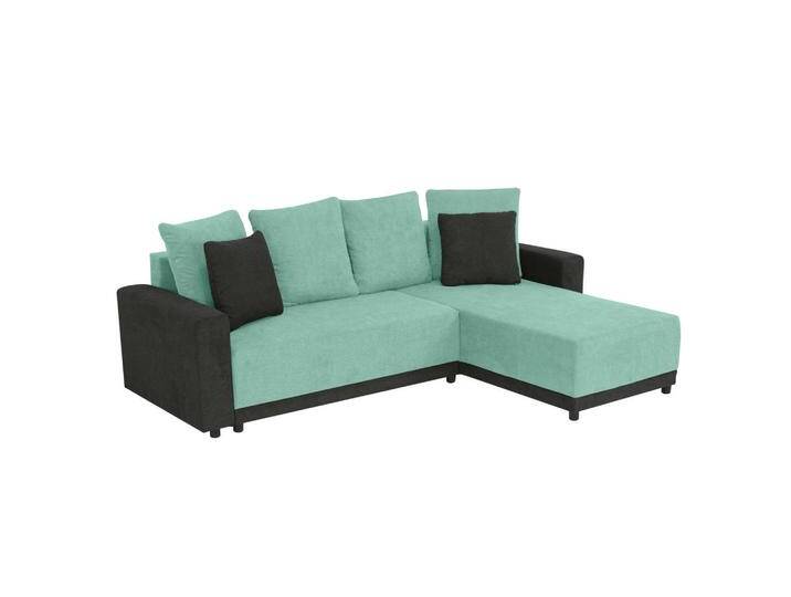 MID.YOU ECKSOFA, Anthrazit, Mintgrün, Füllung: Schaumstoff, L-Form, einmalig seitenverkehrt montierbar, 248x178 cm, Made in EU, Liegefunktion, Rücken von MID.YOU