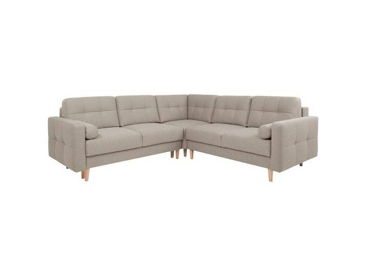 MID.YOU ECKSOFA, Beige, Eiche, 3-Sitzer, Füllung: Polyetherschaumkern, seitenverkehrt montierbar, L-Form, 242x242 cm, Made in EU, Liegefunktion, von MID.YOU
