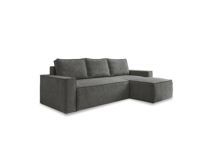 MID.YOU ECKSOFA, Dunkelgrau, Struktur, 4-Sitzer, Füllung: Schaumstoffflocken, L-Form, 250x156 cm, Made in EU, OEKO-TEX® STANDARD 100, Bettkasten von MID.YOU