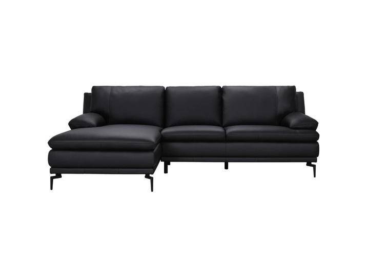 MID.YOU ECKSOFA, Schwarz, Echtleder, Büffelleder, 248x158 cm, Wohnzimmer, Sofas & Couches, Sofas, Ledersofas von MID.YOU