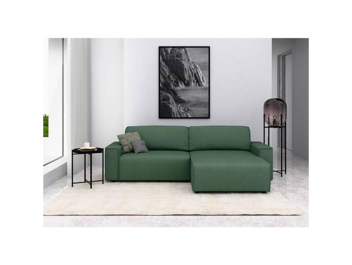 MID.YOU ECKSOFA CHANCE, Dunkelgrün, 4-Sitzer, Füllung: Polyetherschaumkern, Ottomane rechts, seitenverkehrt montierbar, L-Form, 265x164 cm, Made in von MID.YOU