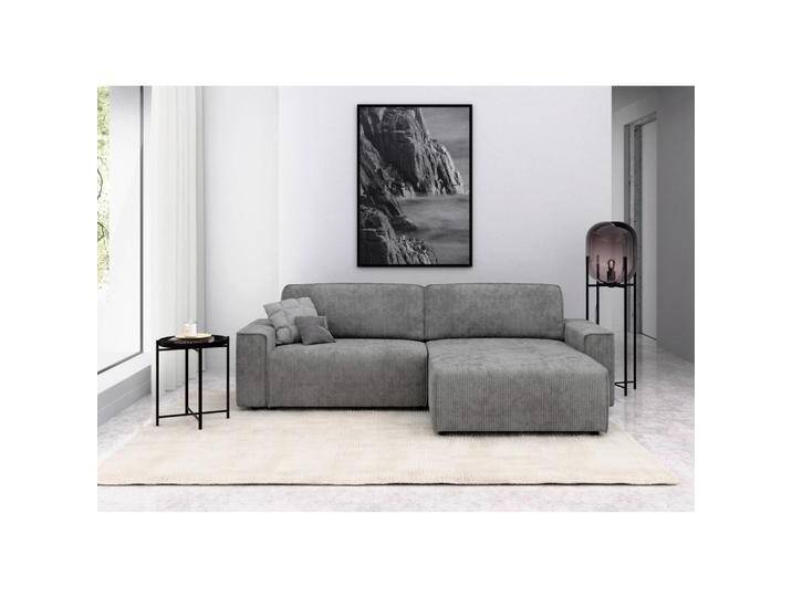 MID.YOU ECKSOFA CHANCE, Grau, 4-Sitzer, Füllung: Polyetherschaumkern, Ottomane rechts, seitenverkehrt montierbar, L-Form, 265x164 cm, Made in Europe, von MID.YOU