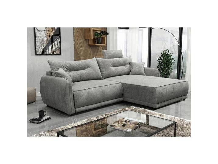 MID.YOU ECKSOFA FRESH, Grau, 3-Sitzer, Füllung: Schaumstoff, 264x195 cm, Made in EU, Bettkasten erhältlich, Bettfunktion erhältlich, Wohnzimmer, Sofas von MID.YOU