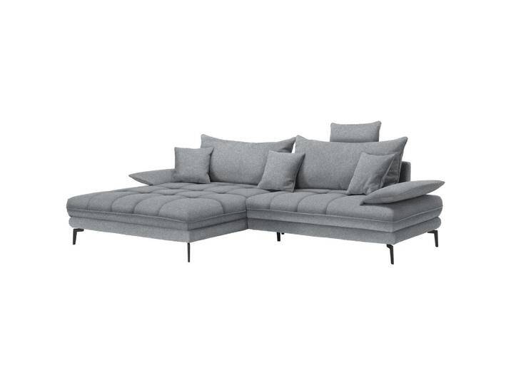 MID.YOU ECKSOFA PRATO, Grau, 4-Sitzer, Füllung: Schaumstoff, Ottomane links, L-Form, 292x176 cm, Made in EU, Rücken echt, Wohnzimmer, Sofas & Couches, von MID.YOU
