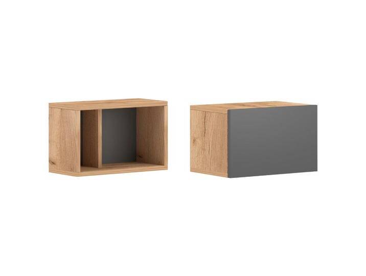 MID.YOU HÄNGEELEMENT, Graphit, Eiche, Kunststoff, 80x25x18-26.8 cm, Made in Europe, hängend, Wohnzimmer, Wohnwände, Hängeelemente von MID.YOU