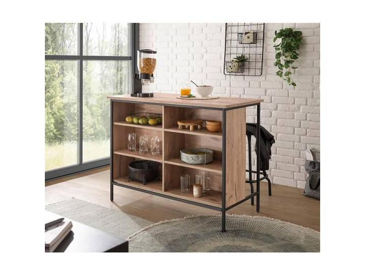 MID.YOU KÜCHENINSEL RACK, Schwarz, Eiche, Metall, 120x92x60 cm, Made in Europe, Küchen, Küchenmöbel, Kücheninseln von MID.YOU