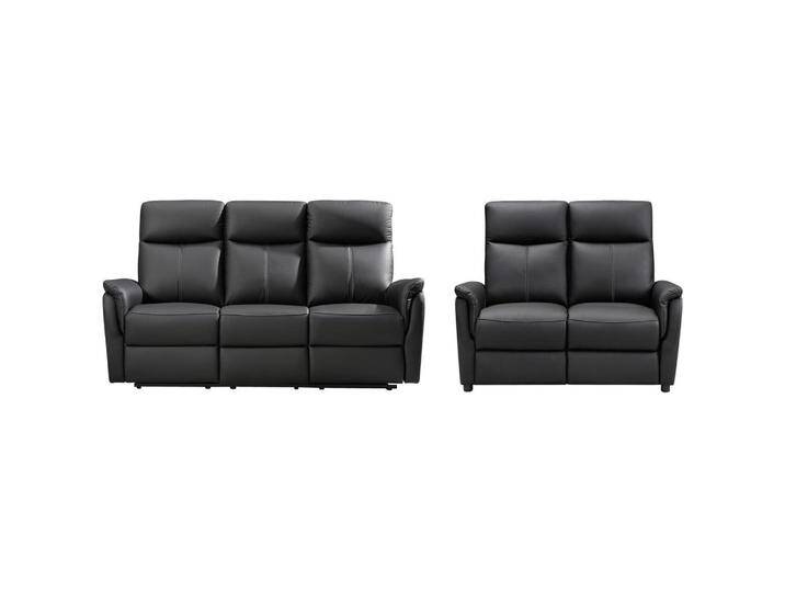 MID.YOU SITZGARNITUR, Schwarz, Leder, 2-teilig, Echtleder, Büffelleder, Made in Europe, Relaxfunktion, Wohnzimmer, Sofas & Couches, Sofas, Ledersofas von MID.YOU