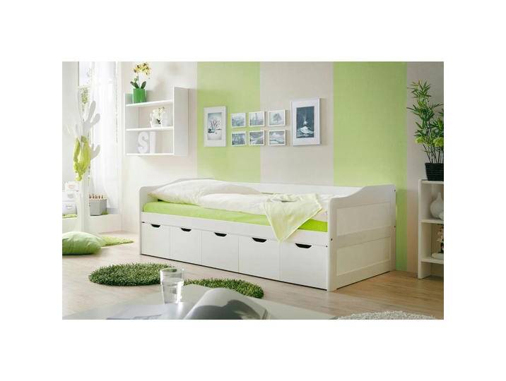 MID.YOU STAURAUMBETT Ticaa 877277 MARIA, Weiß, Holz, Kiefer, massiv, 5 Schubladen, Höhe ca. 18 cm, 90x200 cm, nur für Rollroste geeignet, von MID.YOU