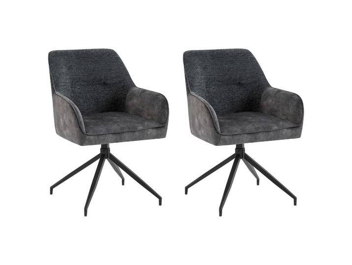MID.YOU STUHL-SET, Anthrazit, Metall, eckig, 62x87x56 cm, Sitzfläche 360° drehbar, gepolsterte Armlehnen, Esszimmer, Stühle, Esszimmerstühle von MID.YOU