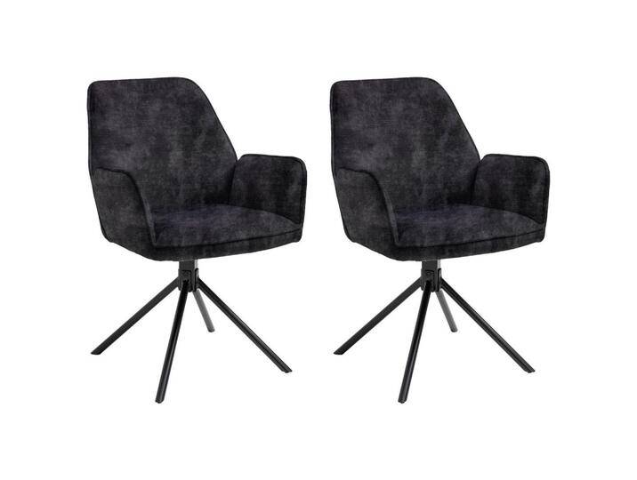 MID.YOU STUHL-SET, Anthrazit, Schwarz, Metall, U-Form, 57x89x61 cm, Sitzfläche 360° drehbar, gepolsterte Armlehnen, Esszimmer, Stühle, von MID.YOU