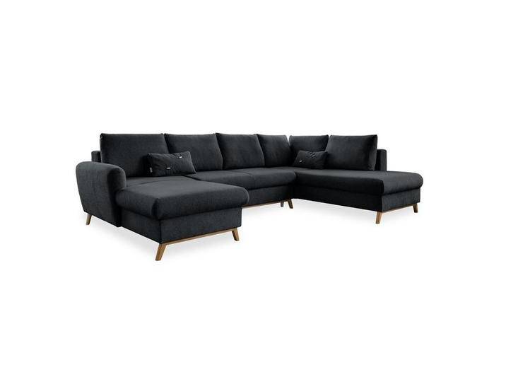 MID.YOU WOHNLANDSCHAFT, Dunkelgrau, Eiche, Uni, 8-Sitzer, Füllung: Schaumstoffflocken,Schaumstoffflocken, Ottomane rechts, U-Form, 312x202 cm, Made in von MID.YOU